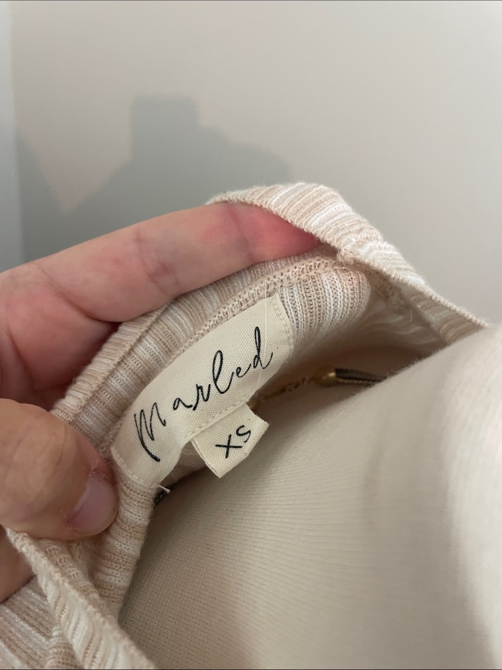 Marled Cream Ribbed Top - Picture 3 of 4